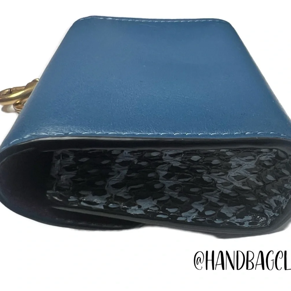 COACH Tea Rose Mini Parker Card Case Key Pouch With Snakeskin Detail Bag